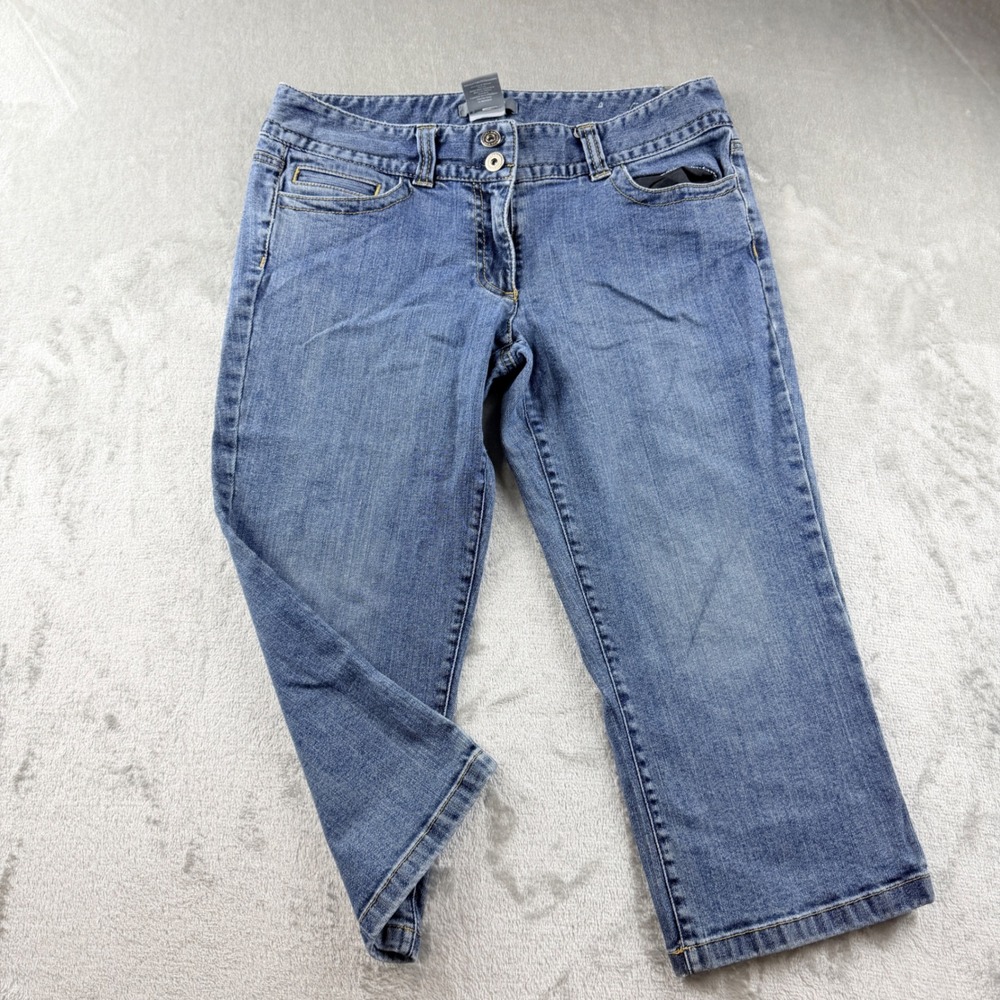 Ann Taylor Women's Size 6P Petites Slim Fit Lower On Waist Blue Capri Jeans